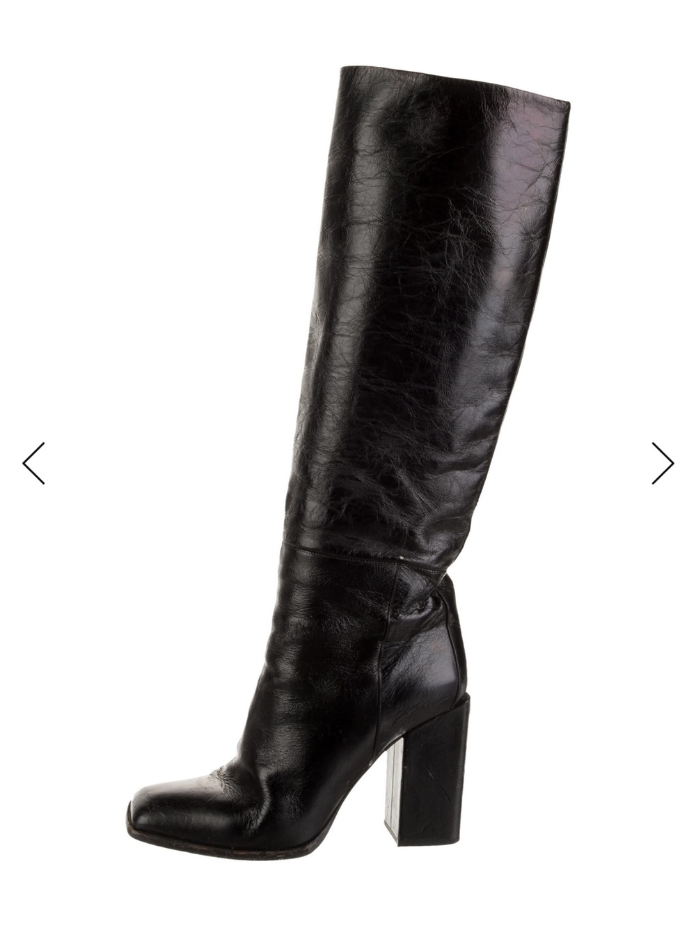 VTG Saint Laurent Black Knee-High Block Heel Leather Boots